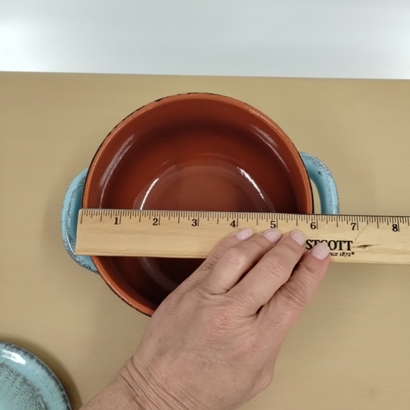 De Silva Terracotta Pottery Pot 6" x 7" Blue Cook Ware Casserole Soup Bean 48oz - Picture 12 of 13